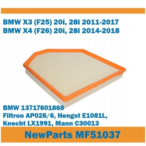 Filtr powietrza MF51037 BMW X3 X4 20i 28i zamiennik Filtron AP028/6
