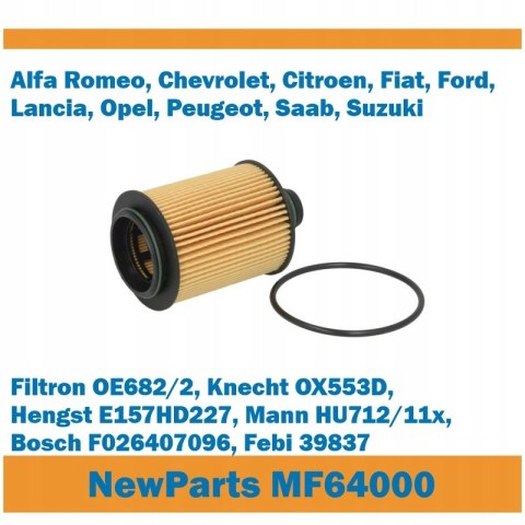 Filtr oleju MF64000 Alfa Citroen Fiat Opel Peugeot zamiennik Filtron OE682/2